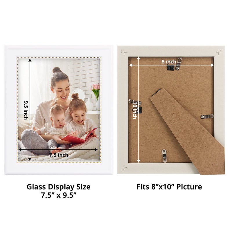GraduationMall 8x10 Picture Frames, Real Glass, Display Photos for Wall or Tabletop, White with Gold Beads, 2-Pack - Image 4